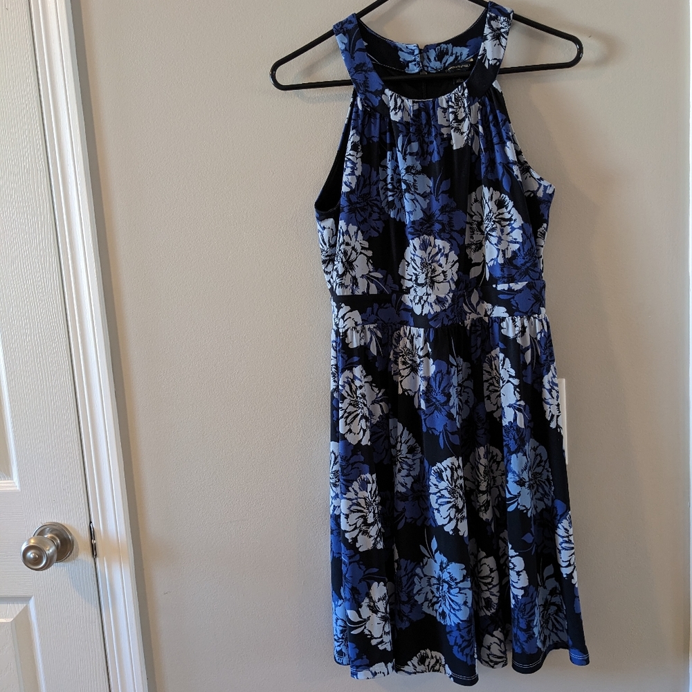 Banana Republic Blue Floral Halter Midi Dress, Size 6